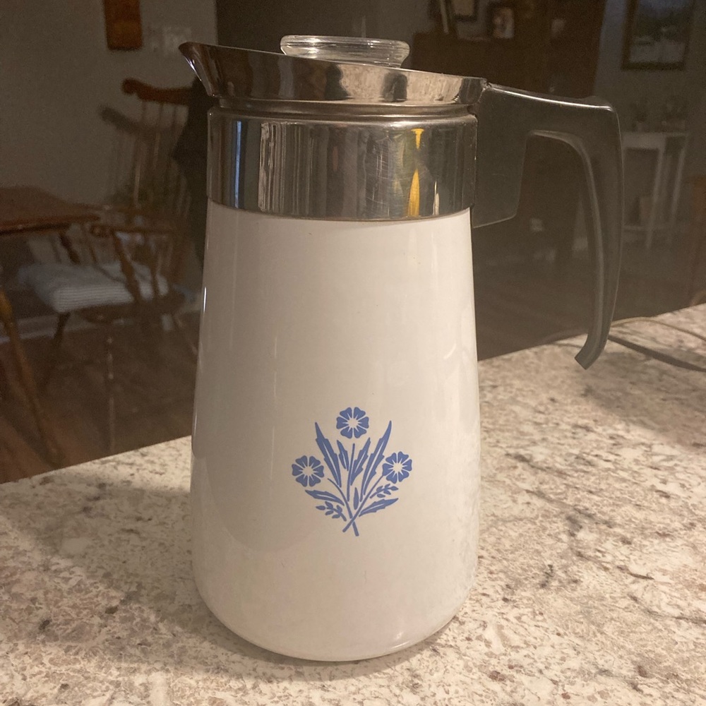Corning Ware blue flower coffee percolator